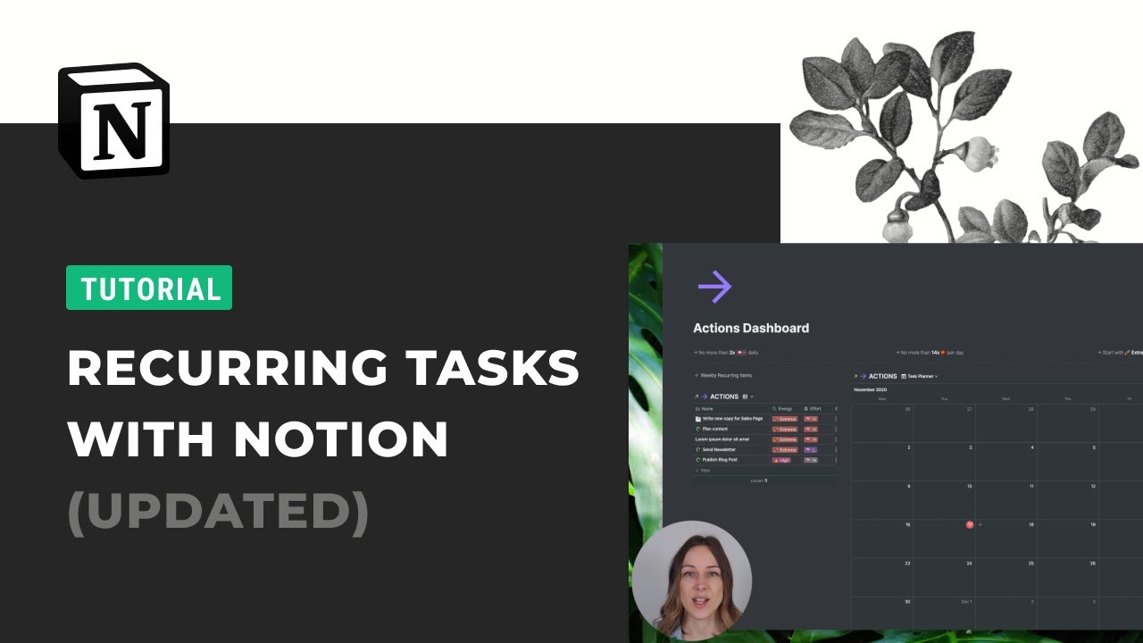 Recurring Tasks In Notion - Marie Poulin - Workflow Design With Notion